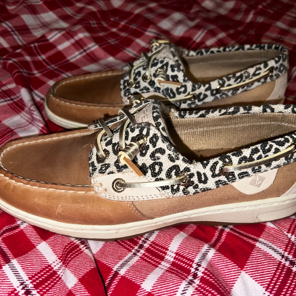 Sperry Leopard Print and Tan Loafers